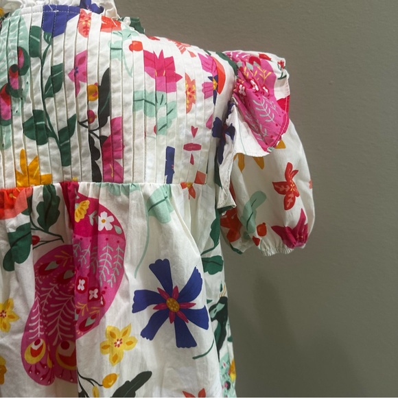 Floral Ruffle Sleeve Top Sincerely Ours Nora EUC Pretty Peacock - Picture 12 of 14